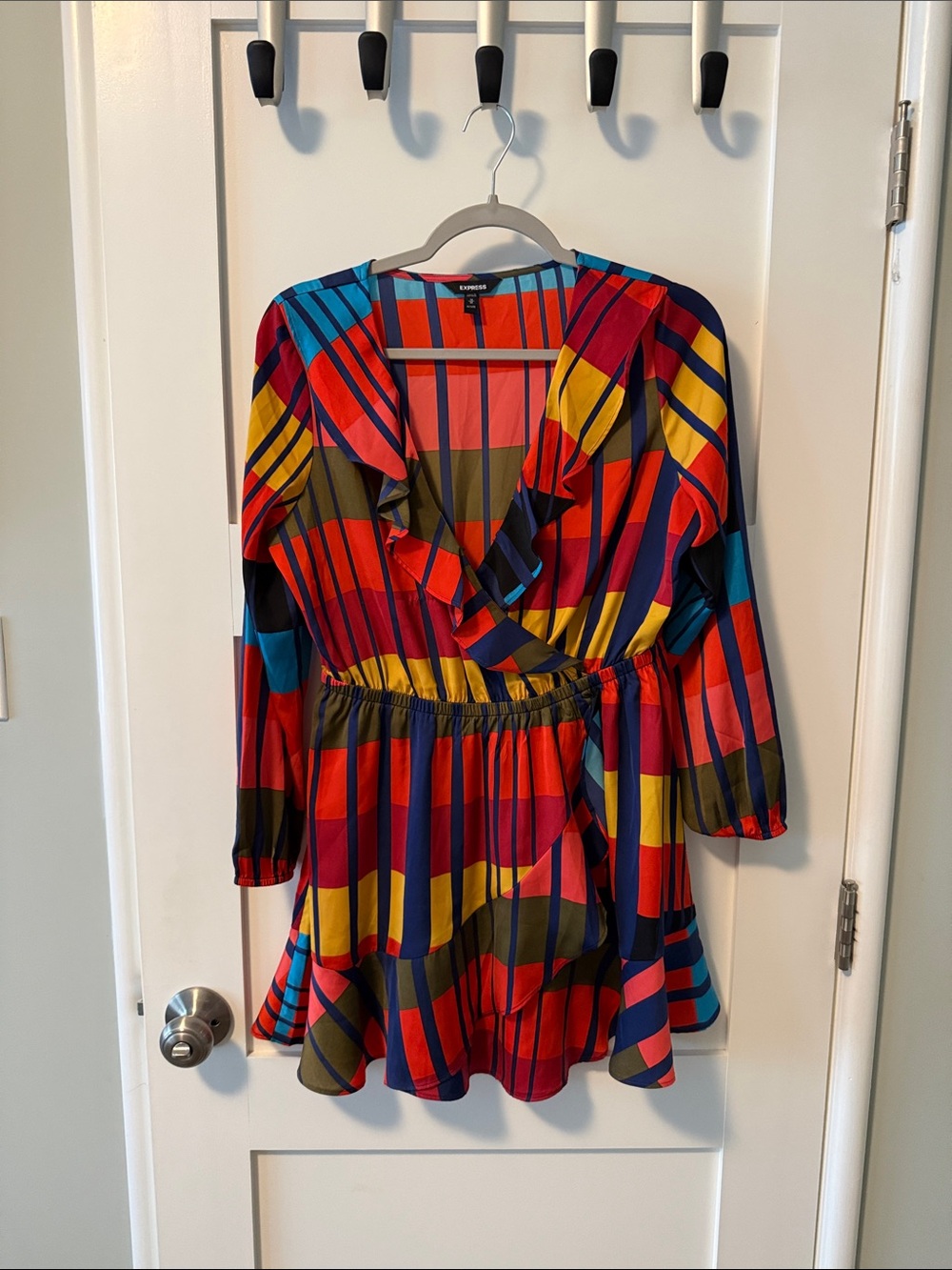 Express Multicolor Striped Wrap Tunic - Red, Blue, Yellow, Pink, Green